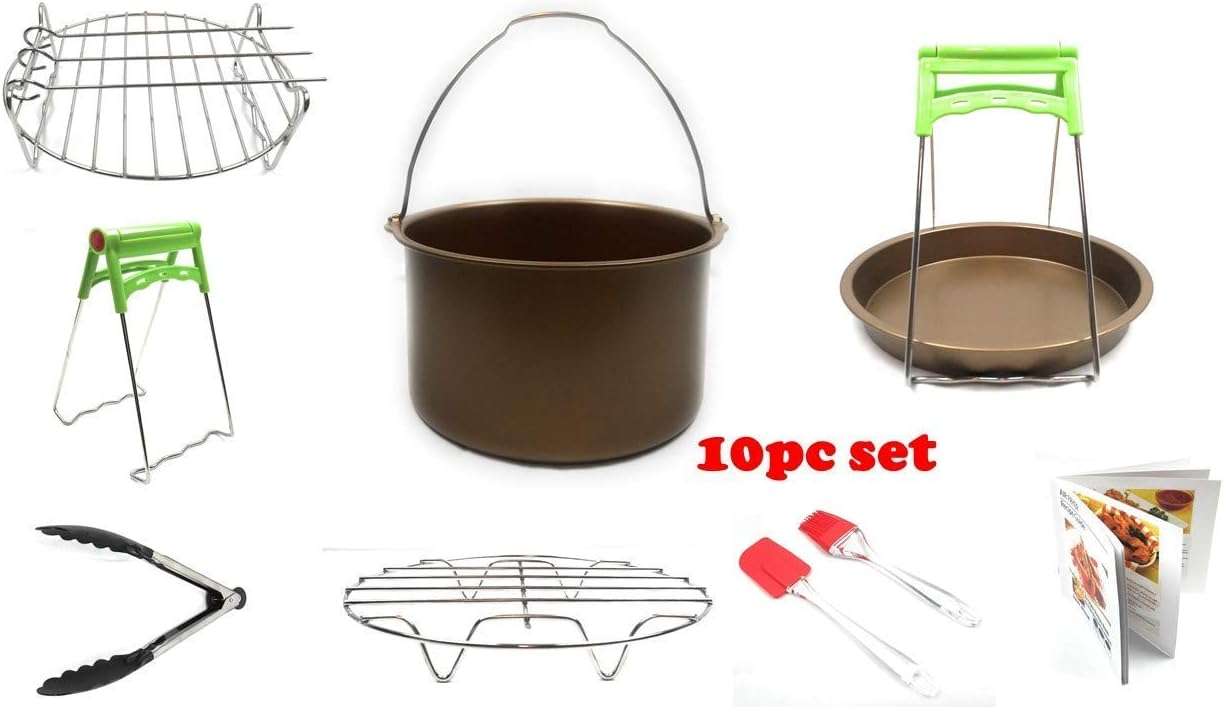 Air Fryer Accessories 10pc Air Fryer set for power airfryers, fit all 3.7 QT - 5.8 QT fryers.