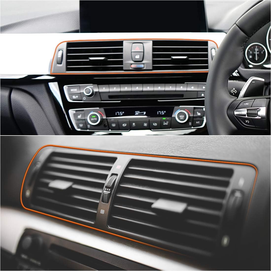 X AUTOHAUX Car Orange Trim Strip Line Door Edge Seal Protector 5m 16.4ft, 24X17X2 - Image 4