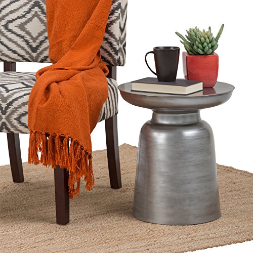 Simpli Home Toby Metal Accent Table, Silver