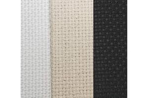KCS 3 pc of 12" x 18" 18CT Counted Cotton Aida Cloth Cross Stitch Fabric (White+Oatmeal+Black)