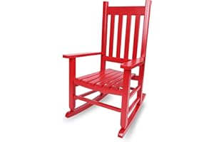 Hngilkoo Wooden Red Rocking Chair for Toddlers and Children Comfy Recliner Rocker for Baby Girls Outdoor Lounge Chair for Kids Age 6-10 Indoor
