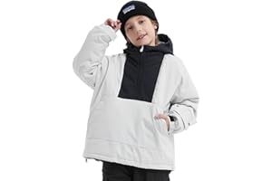 SNBOCON Kids Boys Girls Ski Snow Anorak Jacket Waterproof Windproof Warm Snowboarding Outwear Winter Zipper Hooded Coat