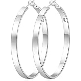 EXGOX Silver Hoop Earrings for Women - Sterling Silver & 14K Gold Plated - Hypoallergenic 925 Silver - Big Hoop Earrings (30/40/50/60/70mm)