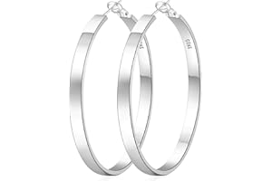 EXGOX Silver Hoop Earrings for Women - Sterling Silver & 14K Gold Plated - Hypoallergenic 925 Silver - Big Hoop Earrings (30/40/50/60/70mm)