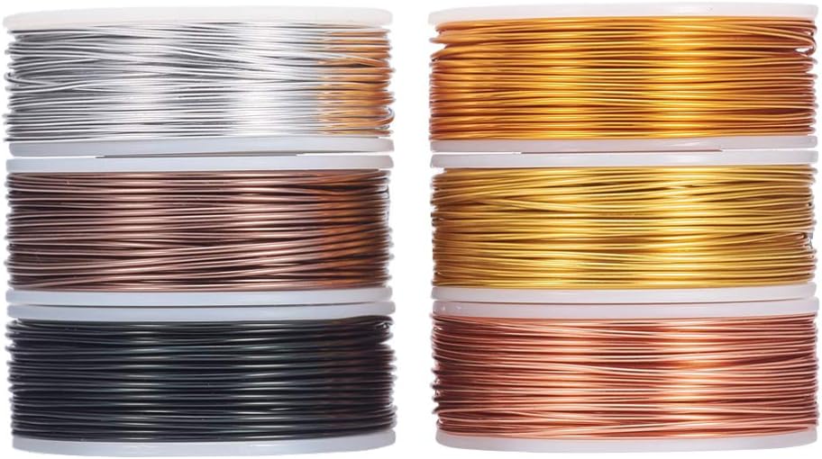 BENECREAT 6 Rolls 18 Gauge(1mm) Aluminum Wire 450FT(138m) Anodized Jewelry Craft Making Beading Floral Colored Aluminum Craft Wire