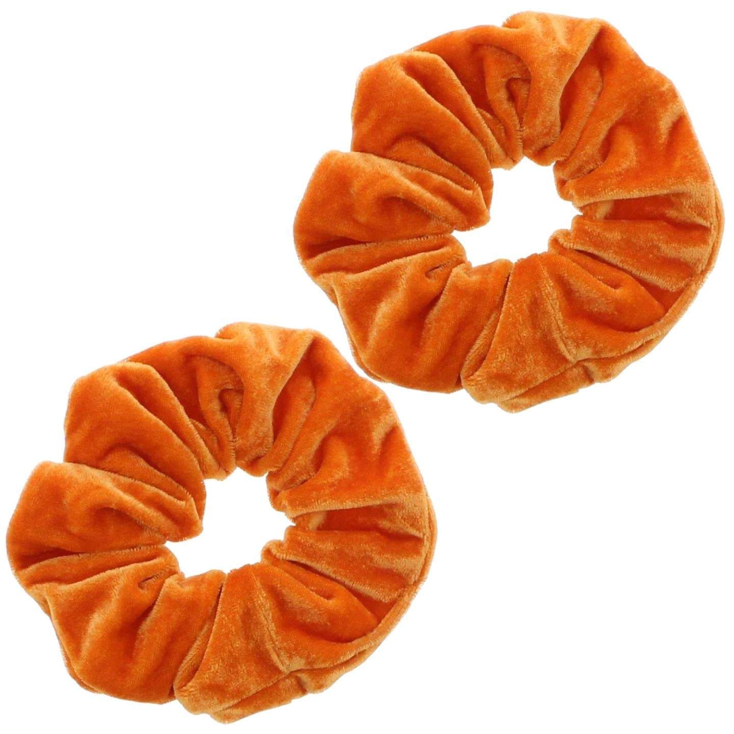 Topkids Accessories - Luxury Velvet Scrunchie Scrunchies Elastic Hair Band Ponytail Holders Hair Scrunchie Hair Bobbles Hair Accessories for Women, Ladies, Girls - Pack of 2 (Orange)