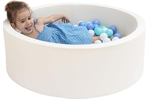 MEOGETY Baby Foam Ball Pit for Toddlers Kids Children, Infant Round Soft Small Ball Pool Pits for Girls and Boys Gifts Indoor Playpen, NOT Included Balls, White Color