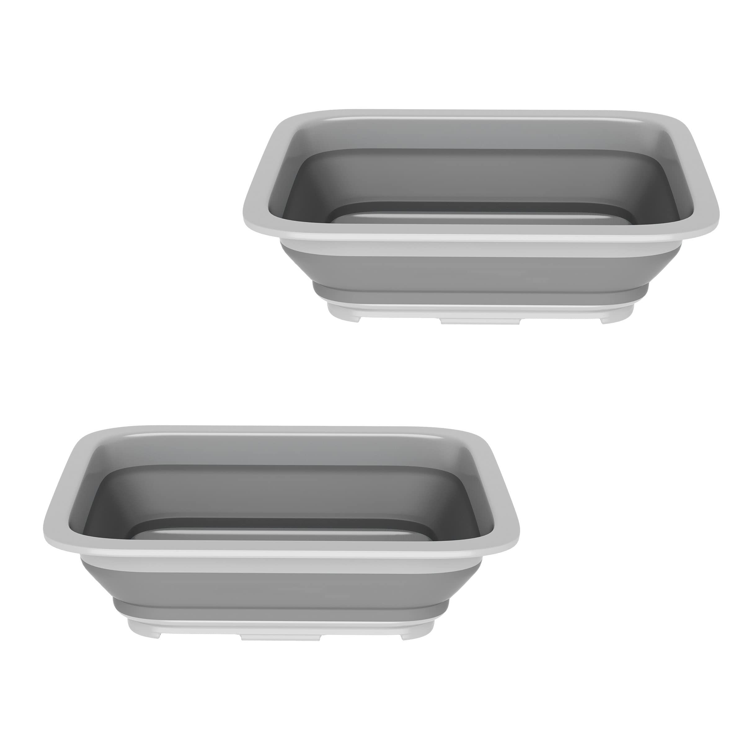 Photo 1 of  Multipurpose Wash Bins – 10-Liter Basins for Camping, Parties, or Cleaning – Collapsible Bucket Set by Wakeman (Gray)