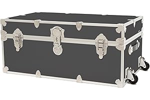Rhino Trunk & Case Classic Large Trunk With Wheels 32"x18"x14", 1500+ lbs Capacity - Many Colors, Soft-Close Lid. Strong, USA Made Summer Camp Footlocker and Secure College Dorm Storage Chest