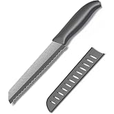 Ceramic Serrated Bread Knife Slicing Knife - 6" Sharp Blade Kitchen Knife | With Cover