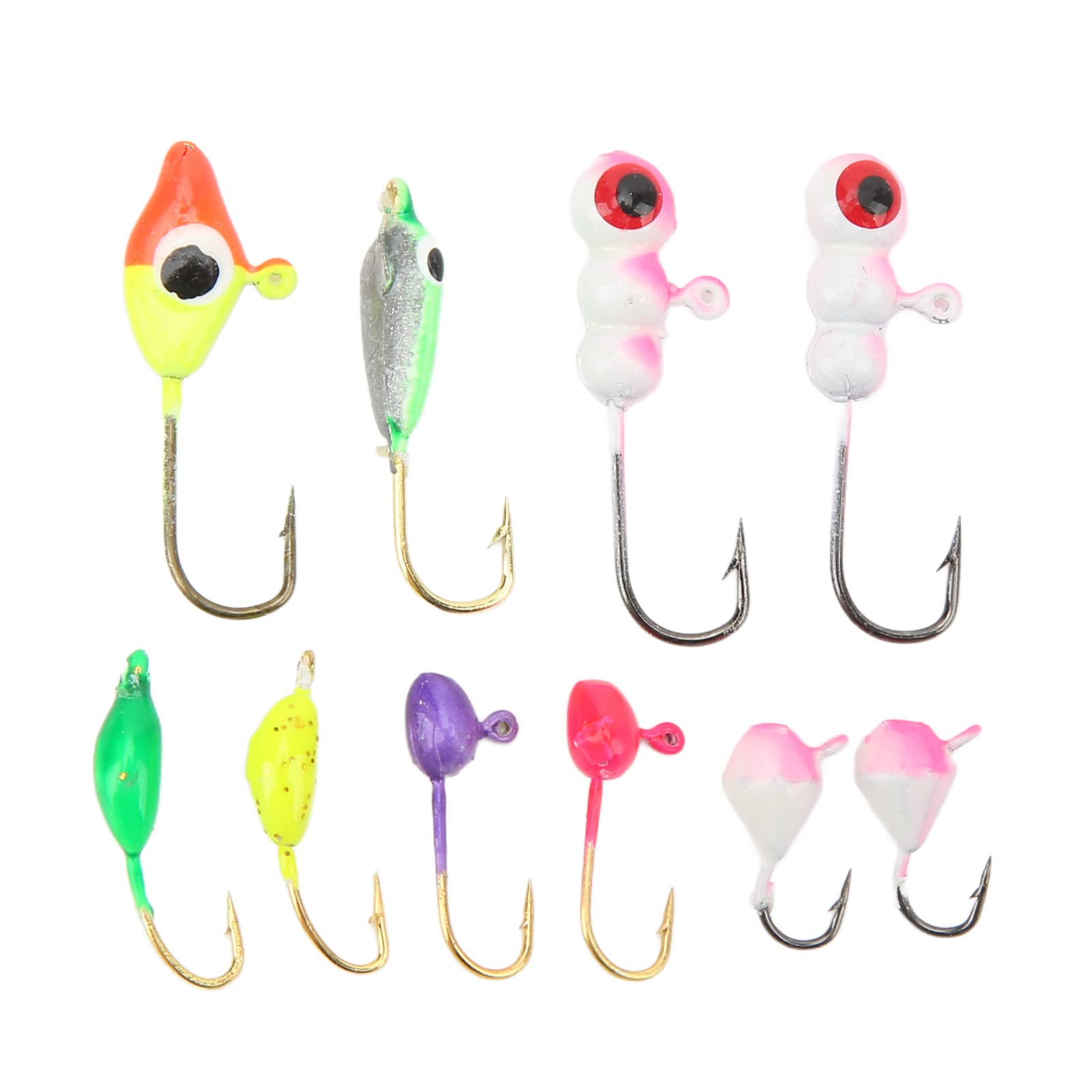 Topyond Fishing Jig Heads, Fishing Hooks Set with Color Metal Head High Carbon Steel Ice Fishing Equipment, Fishing Lures for Freshwater and Saltwater