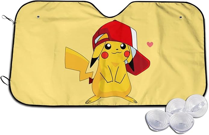 Amazon 車用サンシェード ポケットモンスター ピカチュウ 車用遮光サンシェード 軽自動車 簡単取り付け フロントシェード 遮光日よけ 暑さ 日焼け防止 Uvカット 断熱 吸盤付き 軽自動車 紫外線対策 汎用 遮光フロント 高密度生地 車 バイク 車 バイク