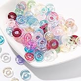 Juimtien 100pcs Colorful Glass Heishi Beads for Jewelry Making Flat Round Loose Spacer Crystal Beads Circle Charm for Earrings Bracelet Necklaces Making DIY Crafts Gifts