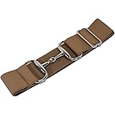 CELAEQ 2-Inch Luxury Elastic Equestrian Belt Silver Snaffle Bit Buckle, Comfortable and Stretchable Horse Riding Accessory (Silver Buckle, Taupe)