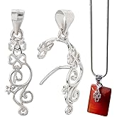 SUPERFINDINGS 2Pcs Sterling Silver Pinch Clip Bail Clasp Pendant Bails Pinch Clip Hollow Curved Pinch Bails Connectors Ice Pick Pinch Clasp with Polishing Cloth for Necklace Jewelry Making