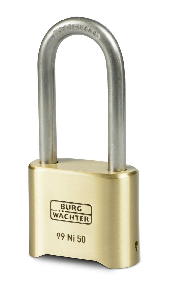 Burg-Wächter No. 99 Ni 50 HB 65 SB Combination Padlock Brass Shackle Thickness 7.9 mm Shackle Height 57 mm