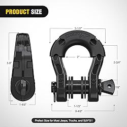 Nilight 2 Pack 3/4" Mega D-Ring Shackle with