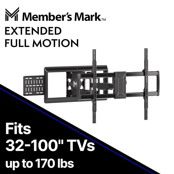 MEMBER’S MARK FULL MOTION EXTENDED TV WALL MOUNT W/SWIVEL ARMS FOR 32″-100″ TVS
