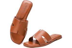 Stratuxx Kaze Open Toe Flat Dress Sandals Womens Slide Comfortable Summer Black, White, Tan Sandals for Women