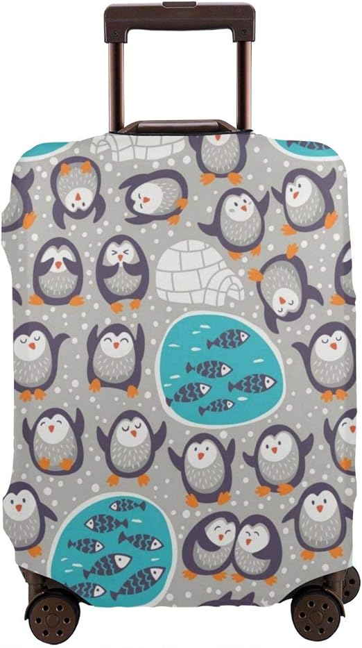 Luggage Cover Winter Penguins Washable Spandex Suitcase
