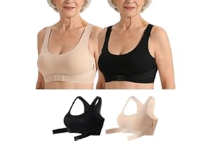 Posture Correction Bra, Wireless Posture Bras for Women Correcting Bra with Back Support Front Closure Bras for Older Women