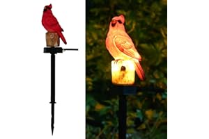JULIAHESTIA Cardinal Garden Decor Red Bird Figurine Memorial Solar Light Outdoor Stake Patio Yard Art Lawn Ornaments Porch Cute Christmas Decorations Outside Mom Grandma Women