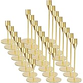 Matte Gold Candle Holders Bulk Painted Gold Metal Candlesticks Fit 0.8 Inch Taper Candles Decorative Metal Candelabra for Wedding Home Holiday Anniversary Party Dinning Table Decors (Set of 24)
