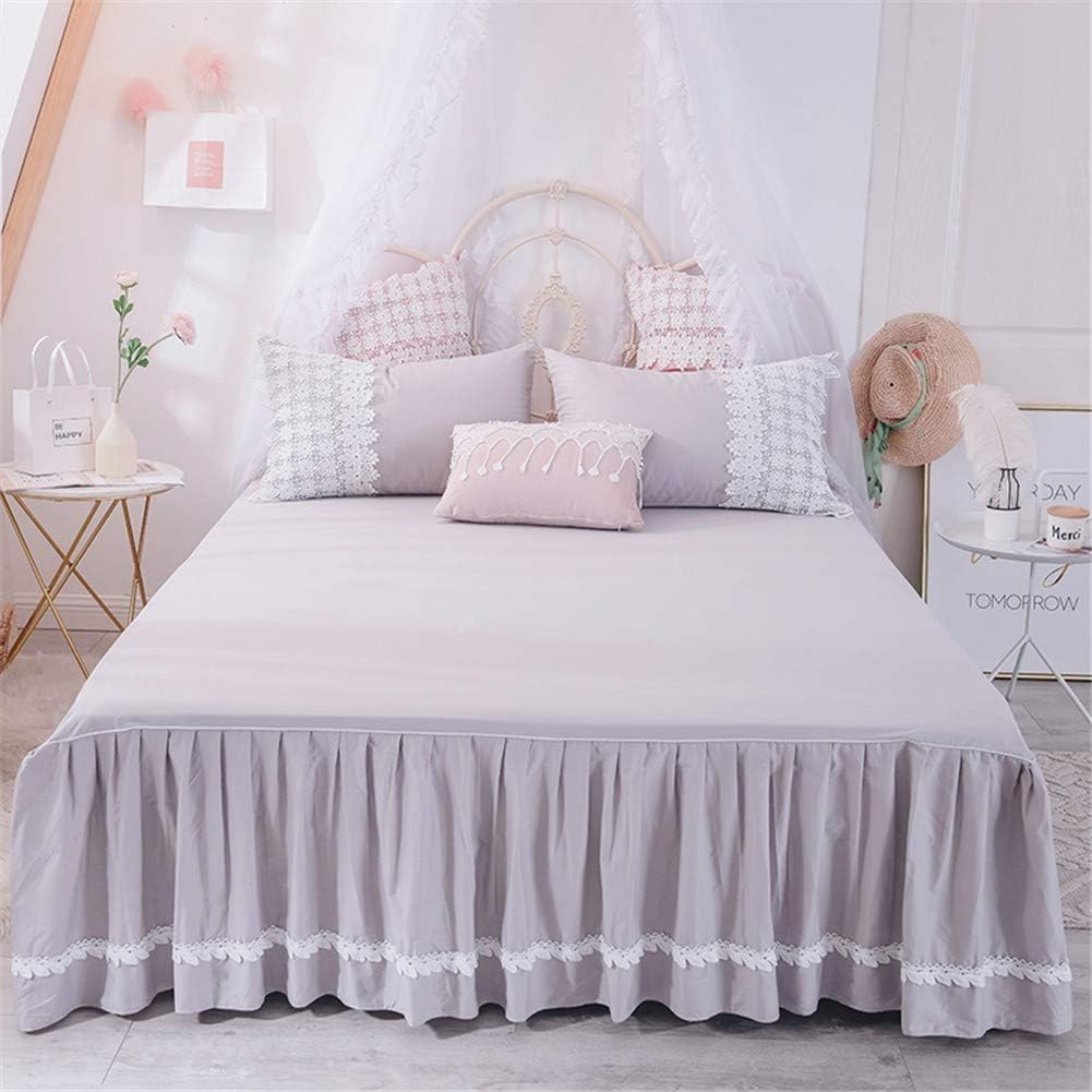 Bed Valances Cotton Ruffle Pleated fits Korean Version Romantic Lace Princess Bed Skirt Washable Easy Care Valance Fitted Sheets Double Bed Valance Pink Bed Skirt wrap