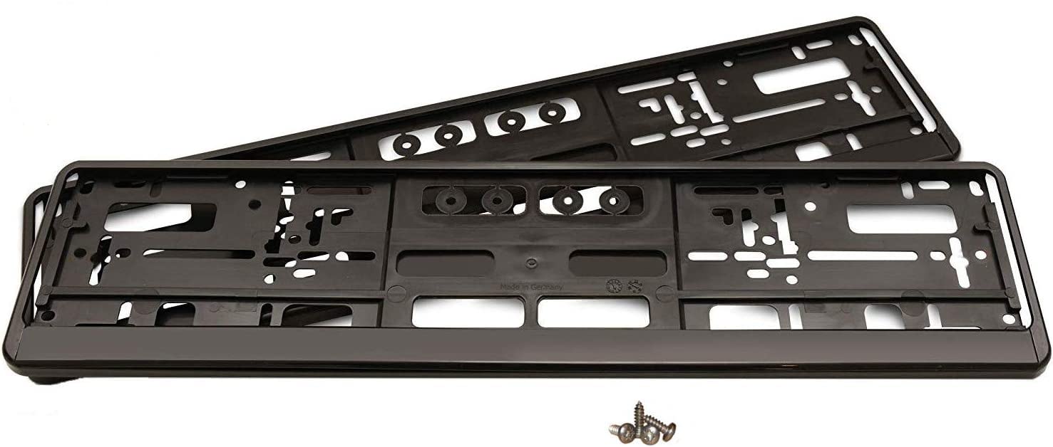eTopio 2 Number Plate Holder Car Set Including 4 Screws | Number Plate Holder for EU Car License Plate 520 mm x 110 mm | Premium Car Number Plate Holder Car Holder Black