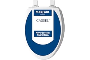 Mayfair Cassel Slow Close Toilet Seat, Easy Clean, Non Slip Premium Wood Seat, Easy Install, Made in USA, Elongated, White