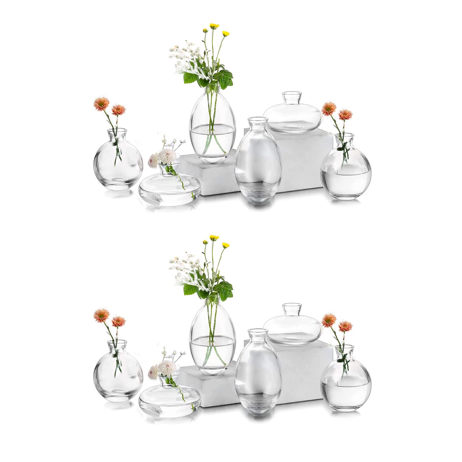 EylKoi Bud Vases Glass Mordern - 4sets(12Pcs) Clear Small Vases for Centerpieces, Small Vase Mini Vases Flower Vase Mini Tiny Vases for Home Decor Wedding Decorative Centerpieces, Events Bookshelf