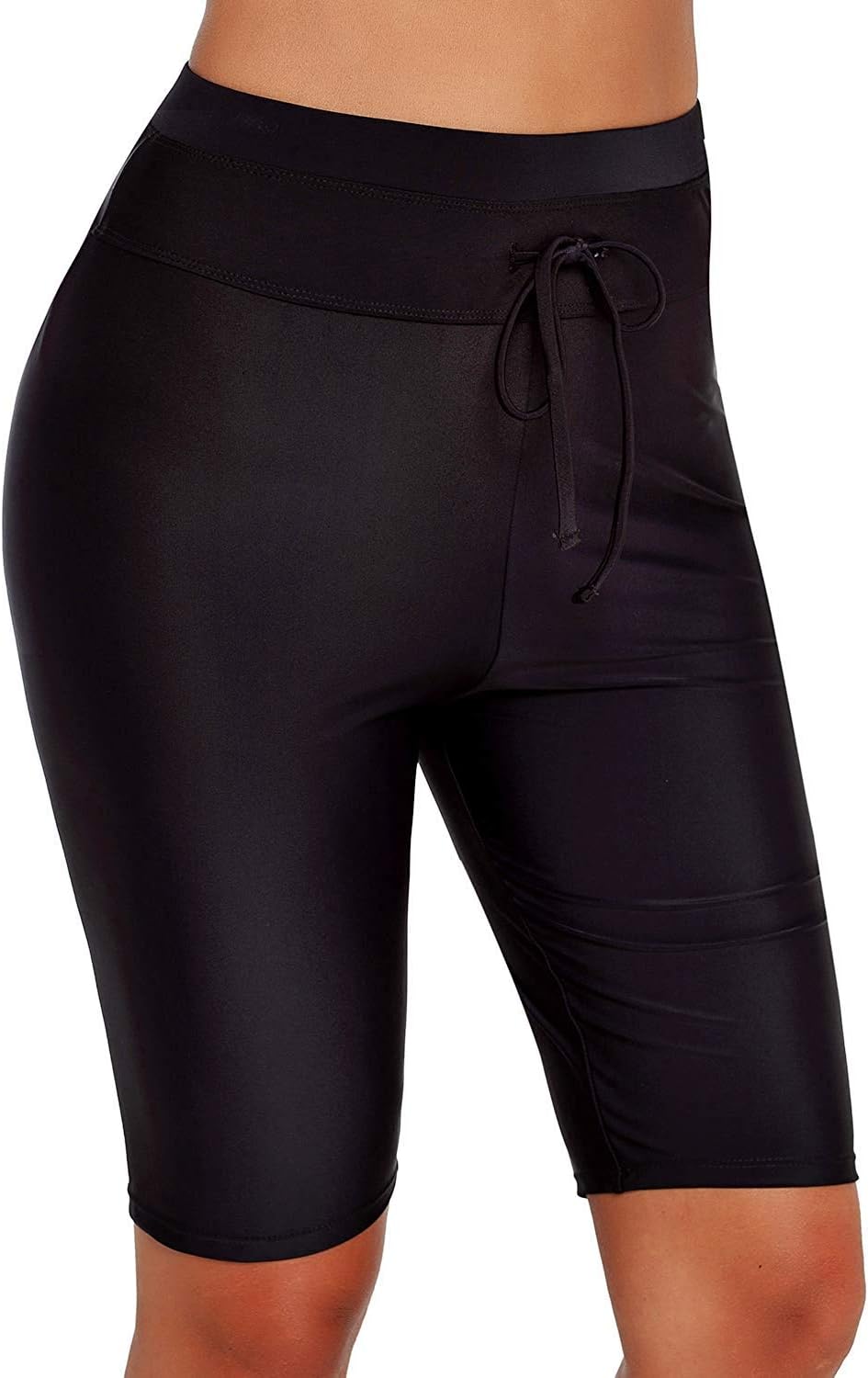 Womens Board Shorts Swimsuit Bottom High Waisted Tankini Long Sport Skinny Capris Swim Shorts