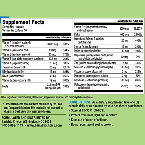 Bariatric Choice Once Daily Bariatric Multivitamin Capsule with 45 mg