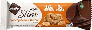 NuGo Slim Crunchy Peanut Butter, 16g Protein Bar, Vegan, Gluten Free, Non-GMO, Kosher, Keto Friendly, Low Carb,1.59oz Bar