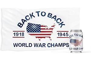 BA1 OUTDOOR Back to Back World War Champs Flag (Authentic) + Free Coozie - Cool Funny Patriotic Banner for College Dorm or Man Cave Poster - 3x5 FT
