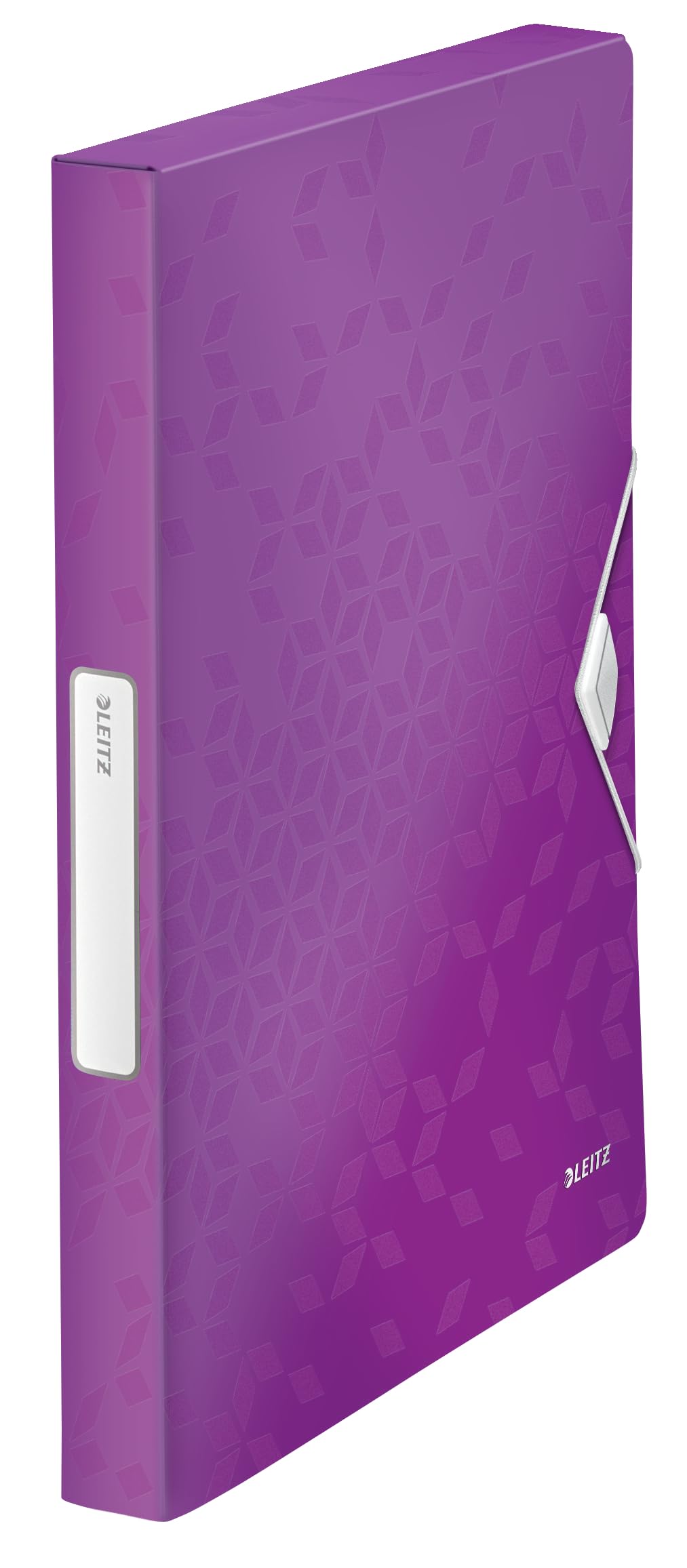 Leitz 46290062 Box File, Holds up to 250 A4 Sheets, Elastic Closure, Flexible Plastic, Purple Metallic, WOW Range