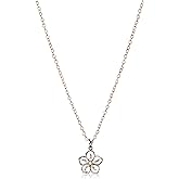 Amazon Collection Genuine or Created Gemstone Birthstone Flower Pendant Necklace with Chain in Sterling Silver, 18"