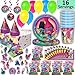 Trolls Birthday Party Supplies | Troll Party Decorations | Includes Paper Plates, Napkins, Cups and Disposable Trolls Tablecloth | Princess Poppy Birthday Party Supplies Serves 16