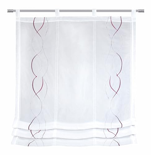 Gardinia Roman Blind Voile Embroidery White 80 x 120 cm