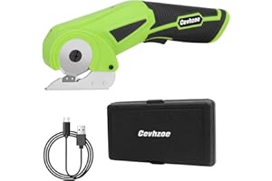 CEVHZOE Cordless Electric Scissors 4V Rechargeable Mini Cardboard Cutter with Charger Safety Lock Electric Box Rotary Cutter for Leather Carpet Plastic Cutting Sewing Crafting