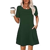 Womens Dresses Casual Short Sleeve Tunic Summer Midi Dress for Women S-XXL