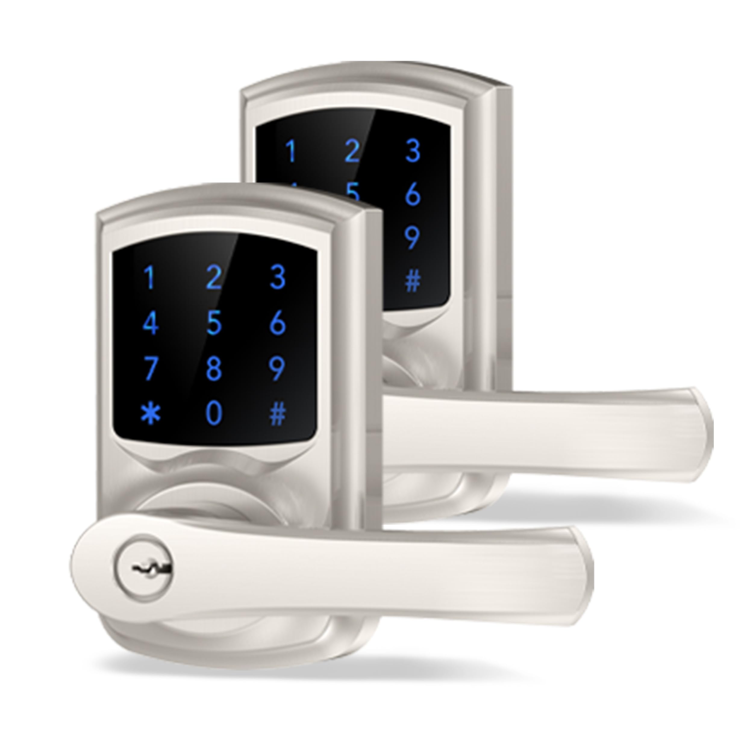 Photo 1 of HIDALIFE Keyless Entry Door Lock, Keypad Door-Lock with Handle, Touchscreen, Auto-Locking, Anti-peep Password, Easy to Install for Front Doors, Home, Office, Satin Nickel 2 Pack