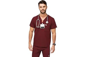 FIGS Chisec Scrub Top for Men – 3 Pockets, Tailored Fit, Squared V-Neck, 4-Way Stretch, Moisture-Wicking