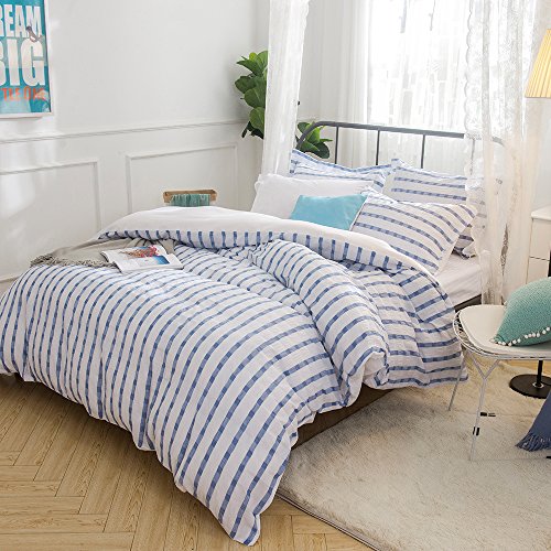 Merryfeel Seersucker Duvet Cover Set,100 Cotton Yarn Dyed Seersucker Textured Duvet Cover Set,3