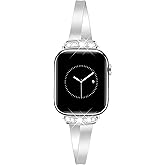 MOINSPIRE Designer Slim Watch Bands for Women Compatible with Apple Watch 38/40/41/42/44/45/46/49mm Dainty Dressy Cute Bracelet Metal Chain Straps for iWatch Series 11/10/9/8/7/6/5/4/3/2/1/SE/Ultra