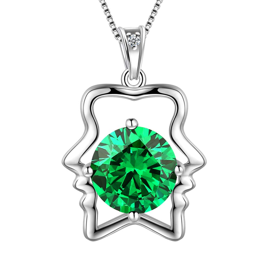 Aurora Tears Gemini Necklace 925 Sterling Sliver 12 Zodiac Pendant Constellation May Birthstone Necklace CZ Horoscope Jewellery Gift for Women and Girls DP0134G — image 1