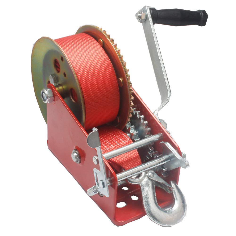 Kinbelle 3500lbs Dual Gear Hand Winch Hand Crank Manual Boat ATV RV Trailer Heavy Duty (C)