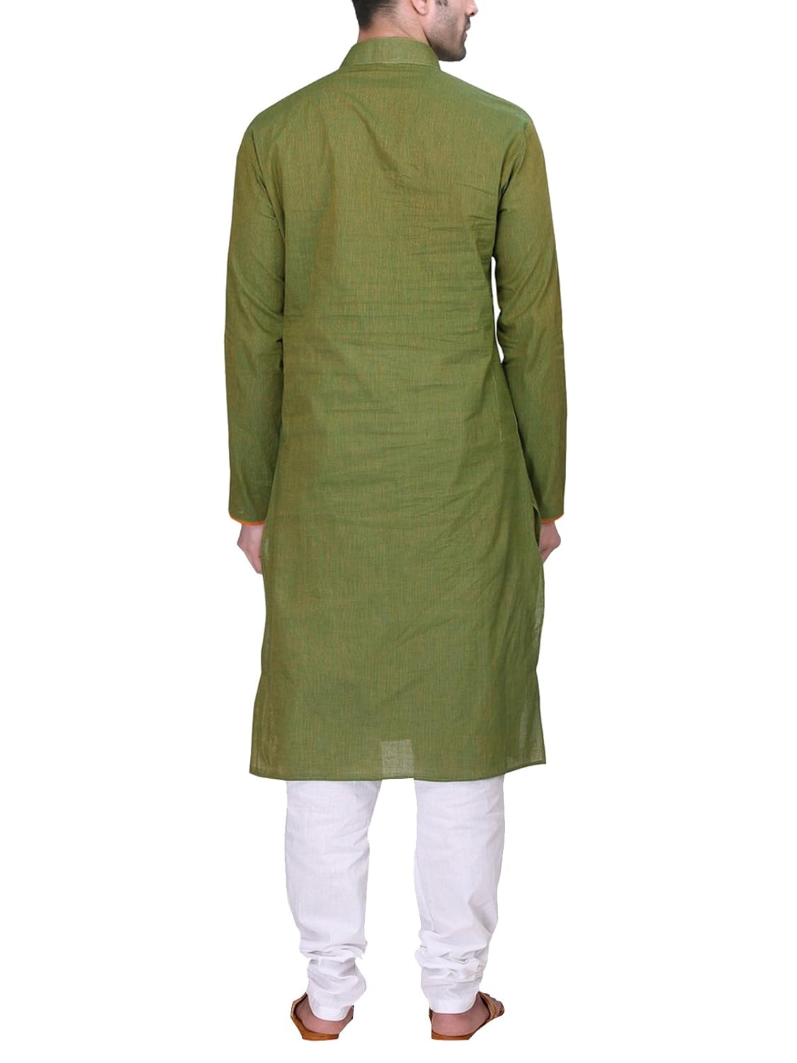 rg designers men's full sleeve kurta pyjama set avdoublehandloom-green