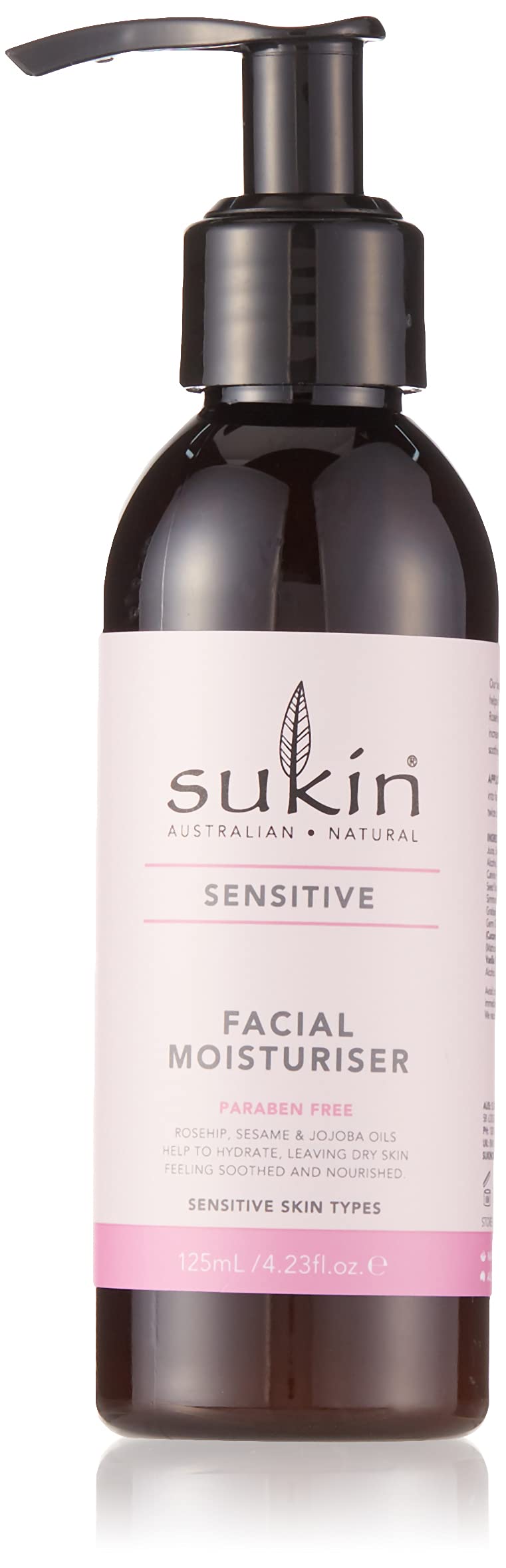Sukin Sensitive Facial Moisturiser 125ml - with essential oils; cruelty free & vegan friendly -fast-absorbing to reduce the likelihood of a reaction for dry skin.