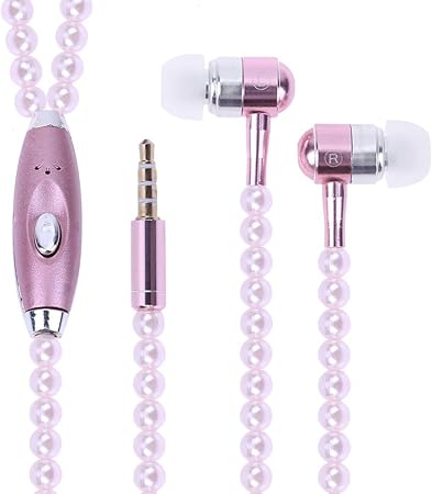 Amazon Prettygood7 ステレオヘッドセット Hifi 1 2m 3 9ftパールネックレスイヤホン ローズゴールド Prettygood7 家電 カメラ